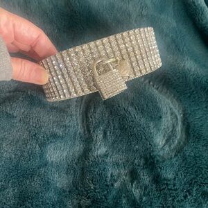 Silver Rhinestone Choker Necklace